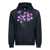 Navy Pasque Flower Illustrations Urban Hoodie - LillyAllenDesigns