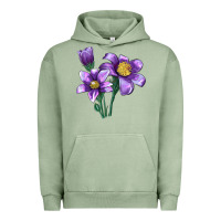 Pigment Oil Green Pasque Flower Illustrations Urban Hoodie - LillyAllenDesigns