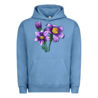 Pigment Pebble Blue Pasque Flower Illustrations Urban Hoodie - LillyAllenDesigns