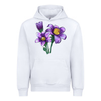 White Pasque Flower Illustrations Urban Hoodie - LillyAllenDesigns