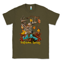 Army Green Fall Breeze And Autumn Leaves Deer Classic Tee - LillyAllenDesigns