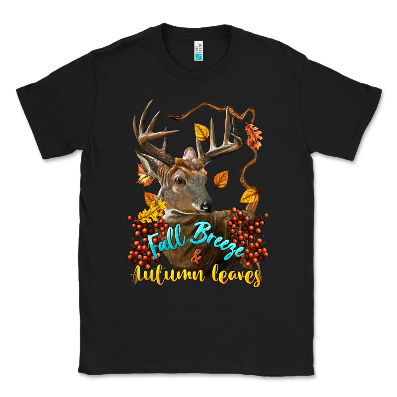 Fall Breeze And Autumn Leaves Deer Classic Tee by LillyAllenDesigns | Teevron