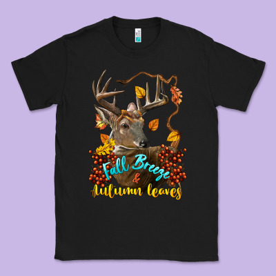 Fall Breeze And Autumn Leaves Deer Classic Tee Designed By Lillyallendesigns