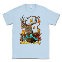 Dusty Blue Fall Breeze And Autumn Leaves Deer Classic Tee - LillyAllenDesigns