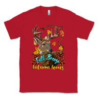 Red Fall Breeze And Autumn Leaves Deer Classic Tee - LillyAllenDesigns