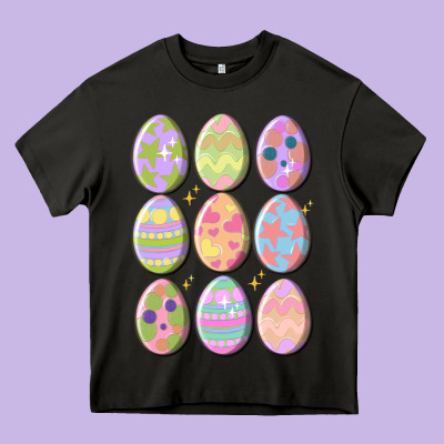 Vintage Easter Eggs Heavy Core Tee Designed By Maliassmallbusiness