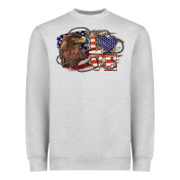Heather Grey Love America Eagle 4th of july Heavyweight Sweatshirt - HowdyJamesFarm