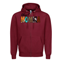 Burgundy Blessed Momma Zipper Hoodie - CowCowDesign