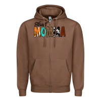 Chestnut Blessed Momma Zipper Hoodie - CowCowDesign