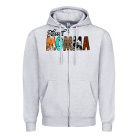 Heather Grey Blessed Momma Zipper Hoodie - CowCowDesign