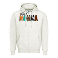 Oatmeal Heather Blessed Momma Zipper Hoodie - CowCowDesign