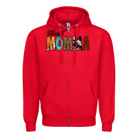 Red Blessed Momma Zipper Hoodie - CowCowDesign