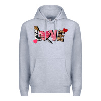 Heather Grey Love Valentine's Day Premium Hoodie - FaDigitalArtStudio