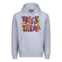 Heather Grey Trick or treat Premium Hoodie - RanaPortraitStore