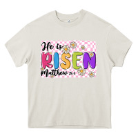 Cream checkered risen Heavy Core Tee - MaliasSmallBusiness