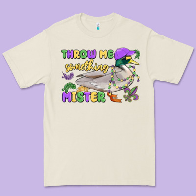 Throw Me Something Mister Mardi Gras Duck Premium Tee Designed By Maliassmallbusiness