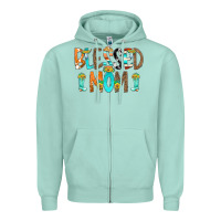 Seafoam Blessed Mom Zipper Hoodie - CowCowDesign