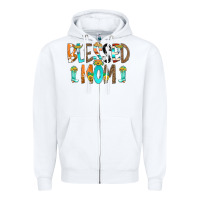 White Blessed Mom Zipper Hoodie - CowCowDesign