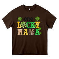 Chocolate Brown one lucky mama Heavy Core Tee - AdoDesignShop