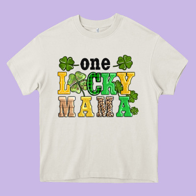 One Lucky Mama Heavy Core Tee Designed By Adodesignshop