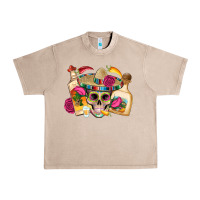 French Oak mexican skull sombrero tequila bottle paper roses Urban Heavy Tee - Artiststas