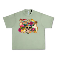 Oil Green mexican skull sombrero tequila bottle paper roses Urban Heavy Tee - Artiststas