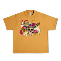 Peanut Butter mexican skull sombrero tequila bottle paper roses Urban Heavy Tee - Artiststas