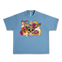 Pebble Blue mexican skull sombrero tequila bottle paper roses Urban Heavy Tee - Artiststas