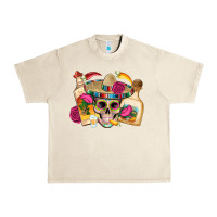 Sandshell mexican skull sombrero tequila bottle paper roses Urban Heavy Tee - Artiststas