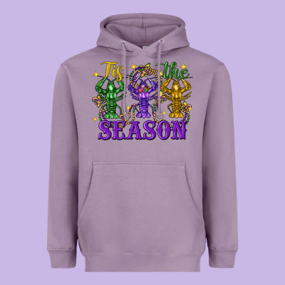 Tis The Season Crawfish Mardi Gras Heavyweight Hoodie Designed By Fadigitalartstudio