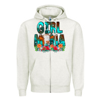 Oatmeal Heather Girl Mama Flowers Cow Zipper Hoodie - CowCowDesign