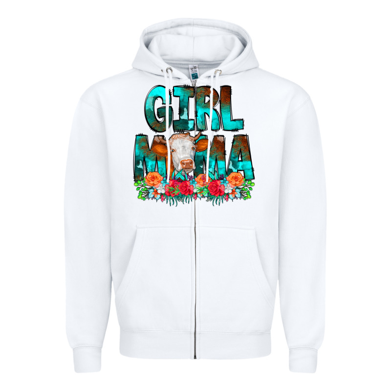 Girl Mama Flowers Cow Zipper Hoodie by CowCowDesign | Teevron