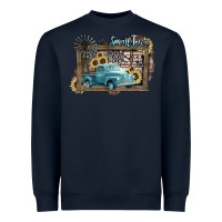 Navy Small town USA truck 4th of july Heavyweight Sweatshirt - HowdyJamesFarm