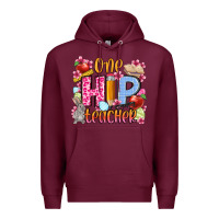 Burgundy Easter Day One hip Teacher Premium Hoodie - OliviaCreatesArt
