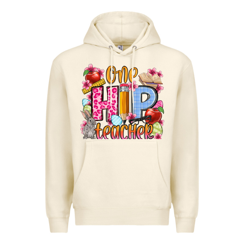Easter Day One Hip Teacher Premium Hoodie by OliviaCreatesArt | Teevron