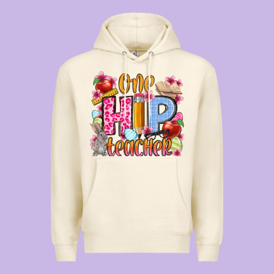 Easter Day One Hip Teacher Premium Hoodie Designed By Oliviacreatesart