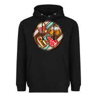 Black american football round earrings Heavyweight Hoodie - BundleAndBundleShop