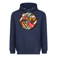 Navy american football round earrings Heavyweight Hoodie - BundleAndBundleShop