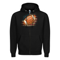 Black American Flag Football Leopard Zipper Hoodie - CowCowDesign