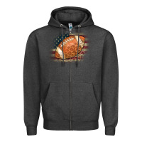 Charcoal Heather American Flag Football Leopard Zipper Hoodie - CowCowDesign