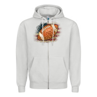 Dove Grey American Flag Football Leopard Zipper Hoodie - CowCowDesign