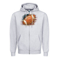 Heather Grey American Flag Football Leopard Zipper Hoodie - CowCowDesign