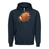 Navy American Flag Football Leopard Zipper Hoodie - CowCowDesign