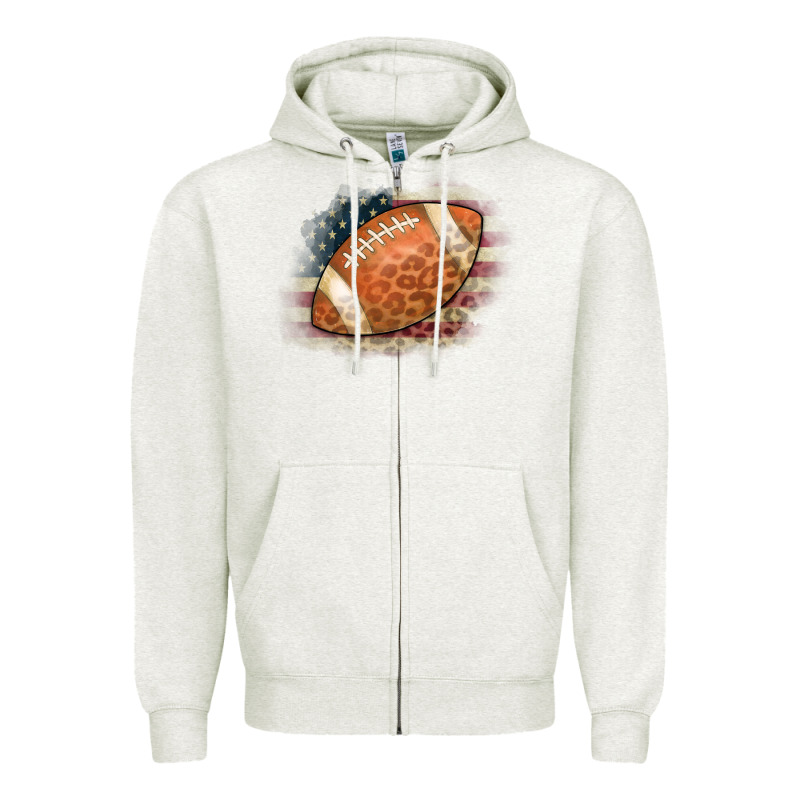 American Flag Football Leopard Zipper Hoodie by CowCowDesign | Teevron