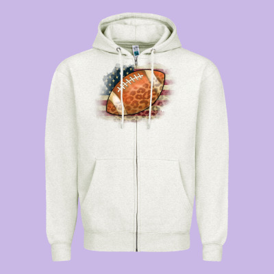 American Flag Football Leopard Zipper Hoodie Designed By Cowcowdesign