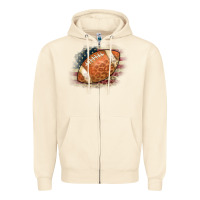 Sandshell American Flag Football Leopard Zipper Hoodie - CowCowDesign