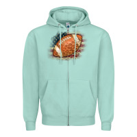 Seafoam American Flag Football Leopard Zipper Hoodie - CowCowDesign