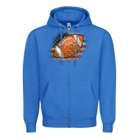 True Royal American Flag Football Leopard Zipper Hoodie - CowCowDesign