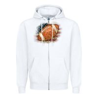 White American Flag Football Leopard Zipper Hoodie - CowCowDesign