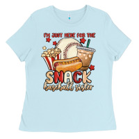 Baby Blue i'm just here for the snack baseball sister Ladies Tee - MaliasSmallBusiness